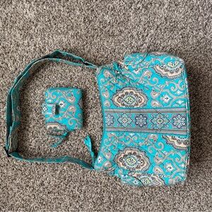 Vera Bradley Turquoise and Gray Crossbody Bag Set